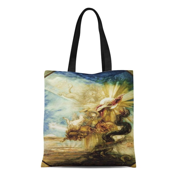 SIDONKU Canvas Tote Bag Fine Fall of Phaethon W C on Moreau Gustave Reusable Handbag Shoulder Grocery Shopping Bags