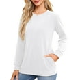 thumbnail image 5 of Fancyglim Women Sweatshirts Crew Neck Long Sleeve Tunic Tops Casual Pullover with Pockets White S, 5 of 6
