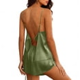 thumbnail image 6 of VBTAPA Womens Pajamas Set 2 Piece Satin Sleepwear Lingerie Soft Silk Pjs Cami Top and Shorts Camisole Nightwear Green L, 6 of 7