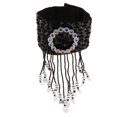 thumbnail image 1 of Brazalete de danza del vientre Yinane con borlas lentejuelas negro, 1 of 8