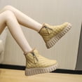 thumbnail image 4 of Women's Plaid Pattern Platform Ankle Boots Casual Side Zipper Plush Lined Snow Boots Winter Comfortable Short Boots, 4 of 10