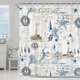 thumbnail image 2 of Pbobriich Nautical Ocean Shower Curtain Seashells Starfish Coastal Seashell Fabric Bathroom Curtain,72x72 in, 2 of 8