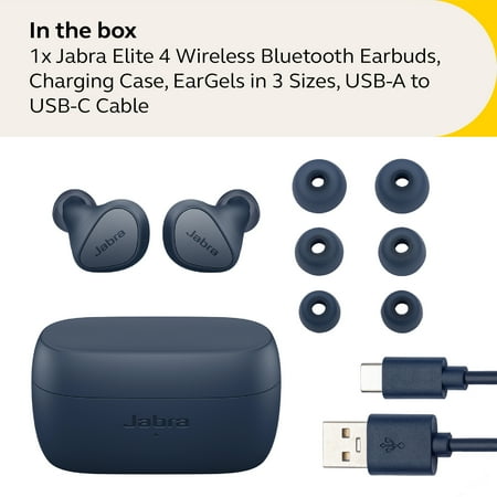 Jabra - Elite 4 True Wireless Noise Cancelling In-ear Headphones - Navy