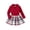 Watermelon Red, variant on Girls Fall Winter Knit Plaid Pleated Skirt Striped Collar Long Sleeve School Outfit For Kids