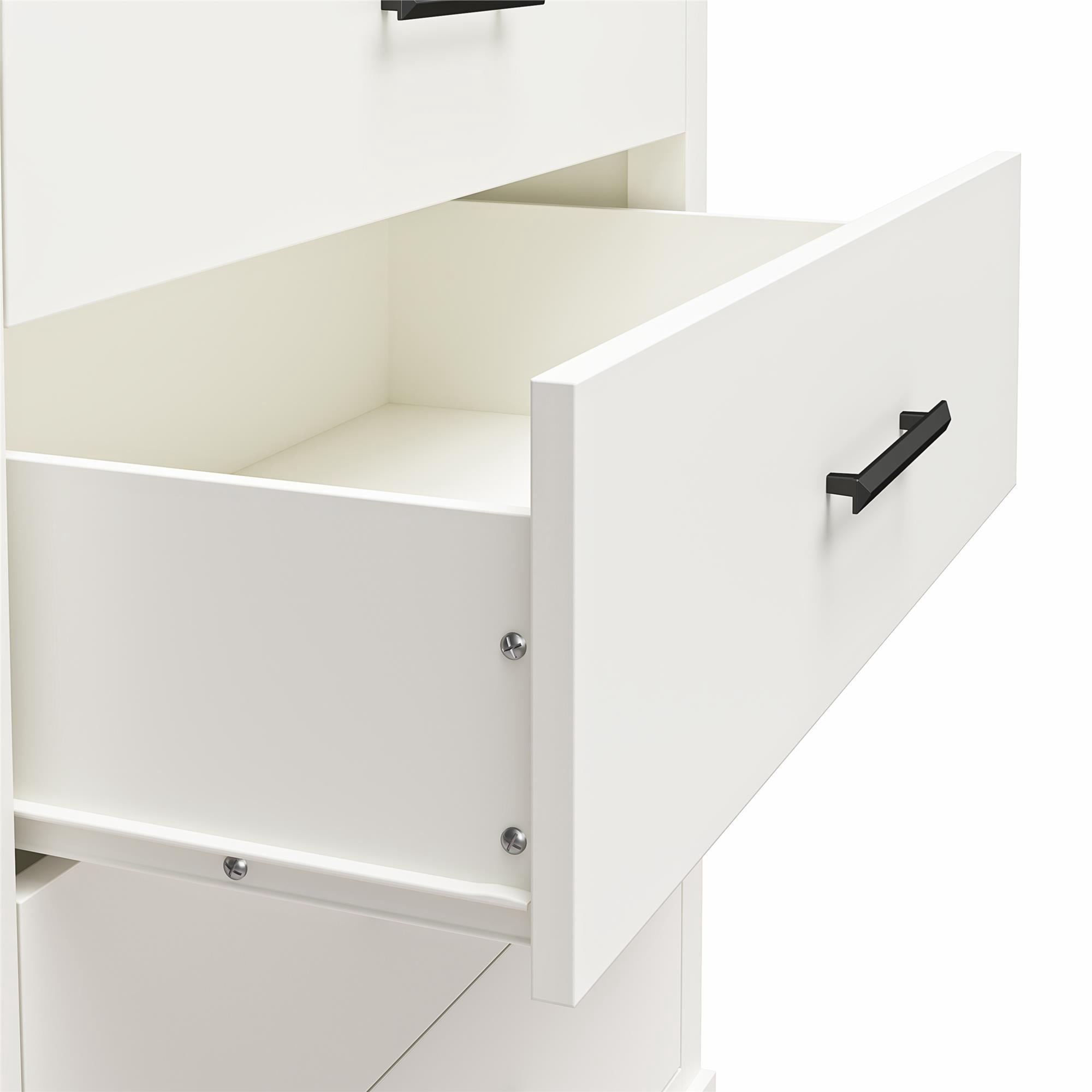 Ameriwood Home Amberleigh Tall 5 Drawer Dresser, White w/ White Faux Marble Top