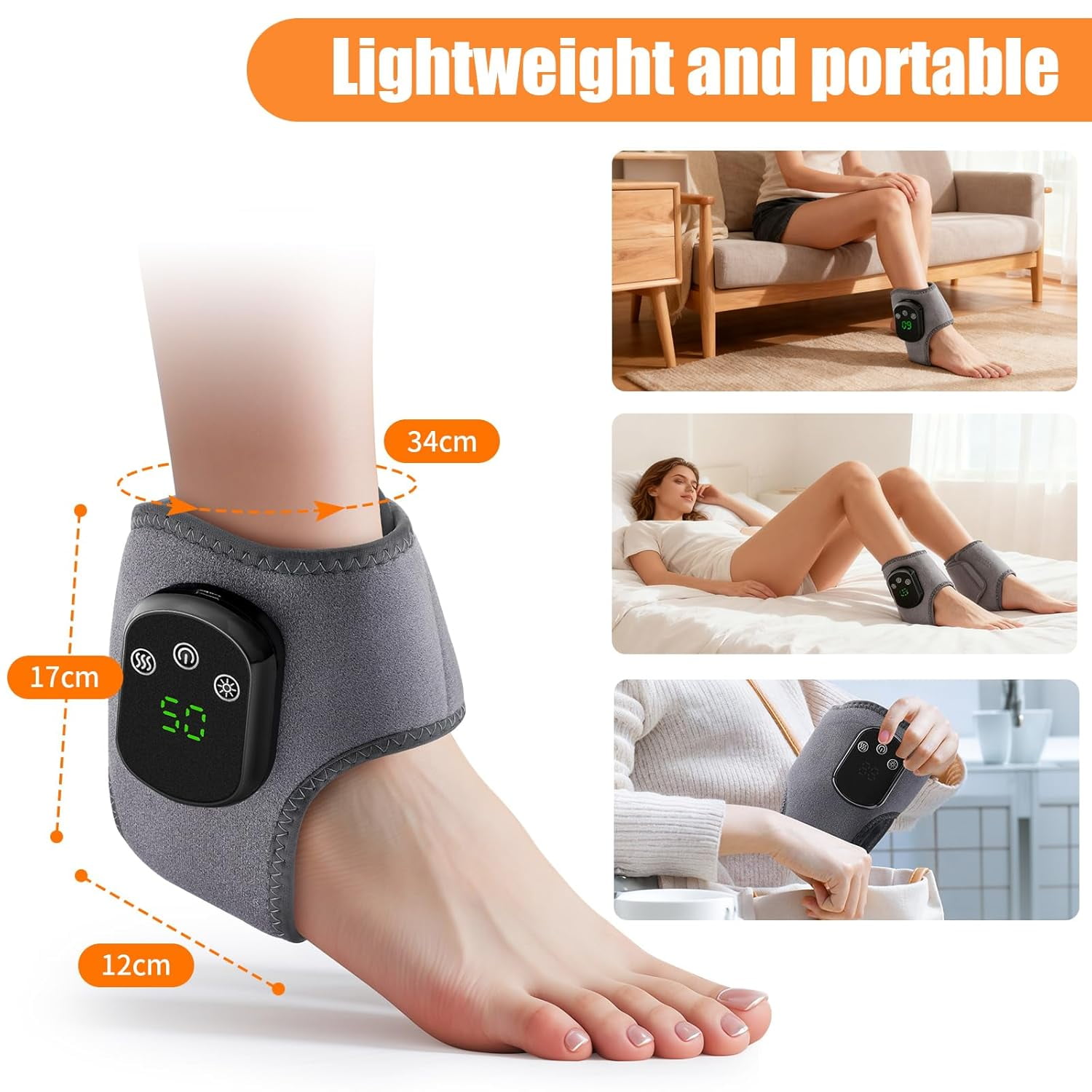 Foot Massager for Neuropathy, Footrenews Triple Method Massager, Ankle Massager for Circulation and Pain Relief, Foot Massager Plantar Fasciitis with Heat & Vibration, Smart Timer, Touch Screen