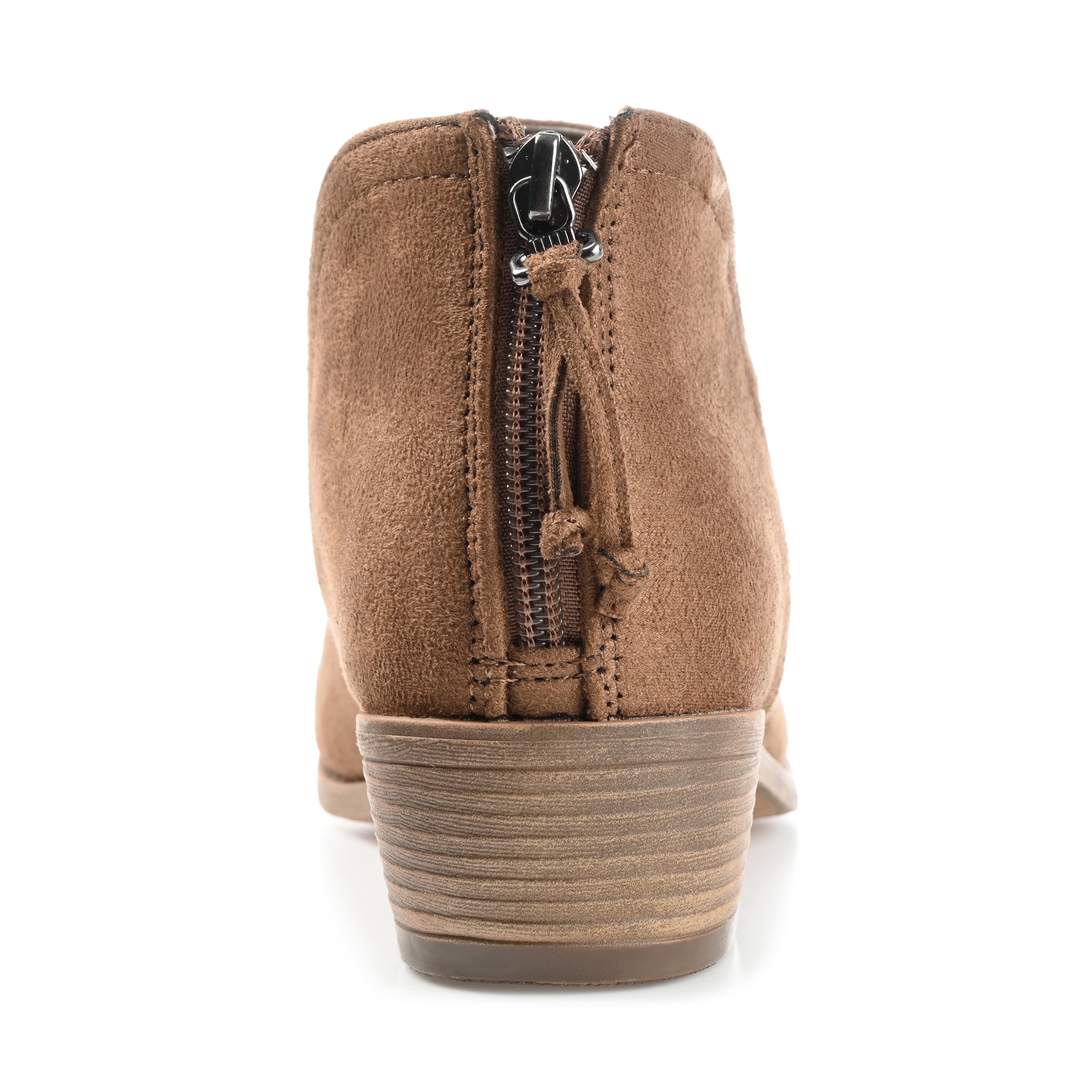 Journee Womens Livvy Back Heel Zip Stacked Heel Booties, Widths Available