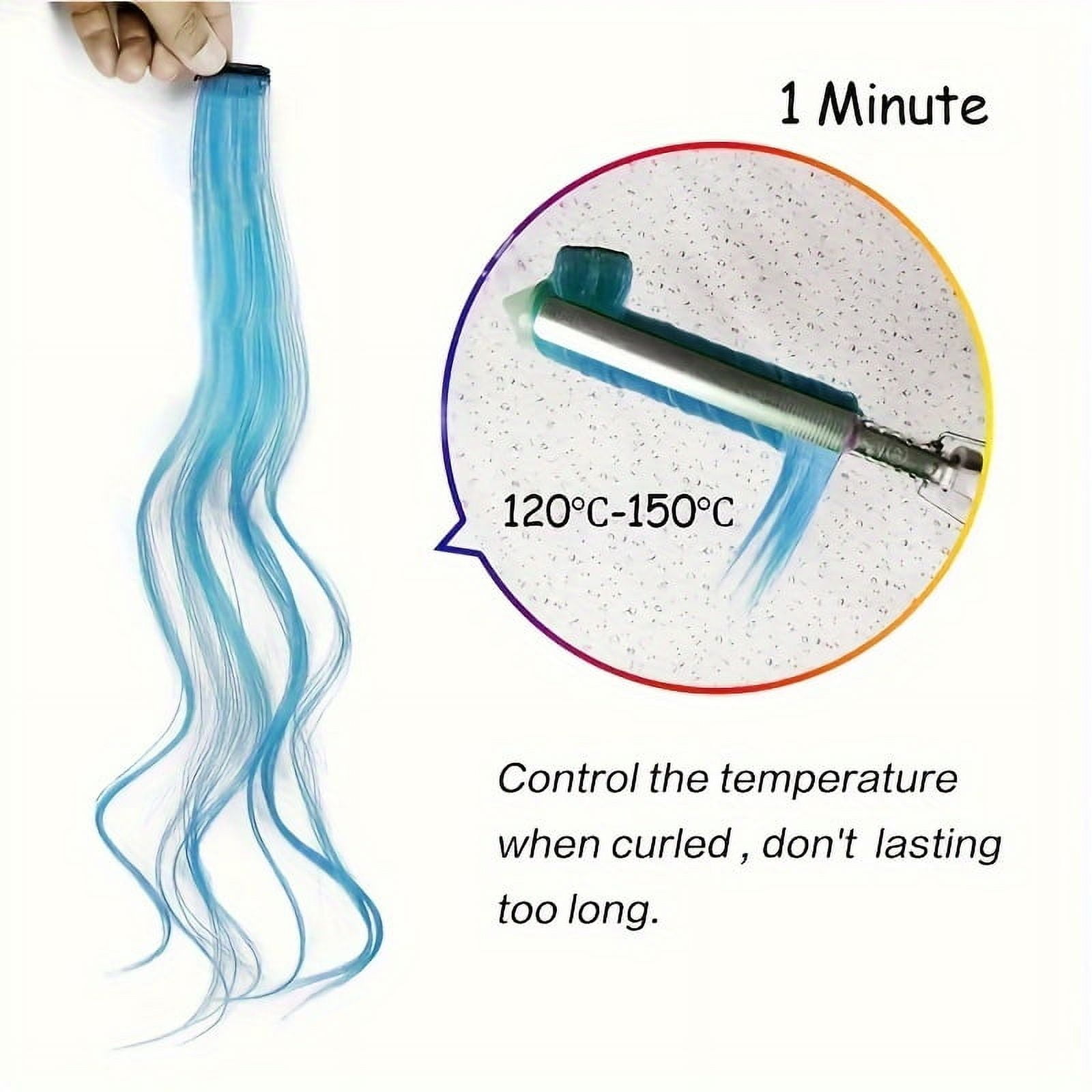 24pcs Clip-In Hair Extensions Set, 22" Mixed Color Straight Synthetic Hairpieces for Women, High Temperature Fiber, Fashionable for Parties, Halloween & Cosplay