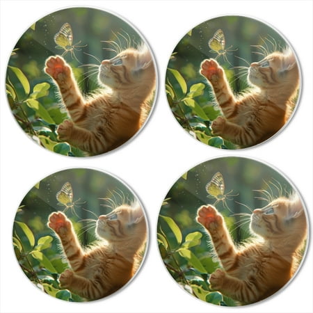 

Bahomeck Gas Stove Burner Cover Set Of 4 Cute Orange Kitten Playing With Butterfly In Nature Metal Electric Stove Burner Covers Protecting Gas Stoves Kitchen Decor，8 Inch And 10 Inch