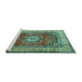 thumbnail image 2 of Ahgly Company Machine Washable Indoor Round Medallion Turquoise Blue Traditional Area Rugs, 6' Round, 2 of 4