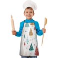 thumbnail image 2 of White Christmas Tree Pattern Kids Aprons for Girls and Boys,Adjustable Neck Strap Toddler Aprons for Kids Cooking Baking, 2 of 7