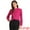 Hot Pink, variant on Women's Chiffon Stand Collar Ruffled Trim Work Blouse M Dark Red