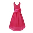 thumbnail image 2 of iiniim Kids V Neck Chiffon Flower Girl Dress for Wedding Bridesmaid Pageant Birthday Party Rose 4, 2 of 7