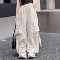 thumbnail image 2 of SJLDQY Girls Cargo Pants Casual Elastic Drawstring Waist Baggy Pants for Girls Wide Leg Sweatpants, 2 of 5