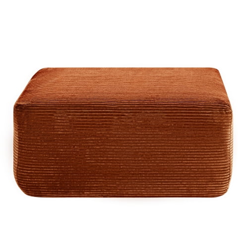 Howcool Oversized Corduroy Ottoman Bench for Living Room, Rectangle Plush Footrest Pouf, Extra Seating & Coffee Table for Sofa, Compressed Memory Foam, No Assembly Required, Orange