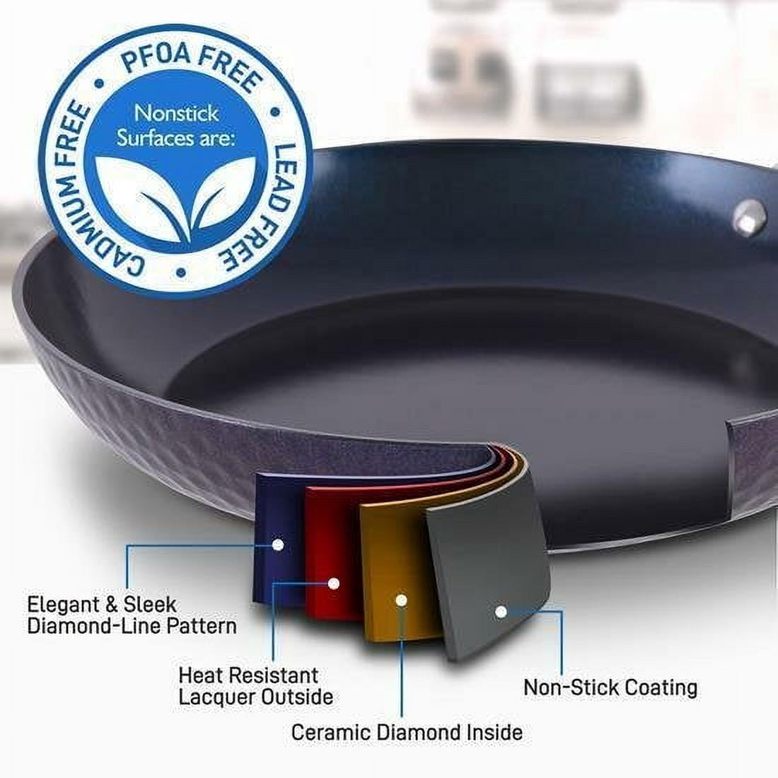 NutriChef 11'' Large Fry Pan - Non-Stick High-Qualified Kitchen Cookware