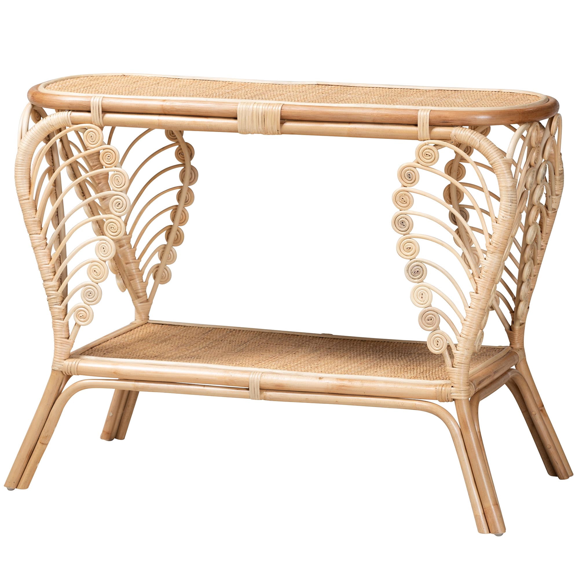 bali & pari Bastet Rattan BOHO Console Tables, Natural Brown