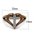 thumbnail image 2 of Two Tone IP Light Brown (IP Light coffee) Stainless Steel Ring with Top Grade Crystal in Clear for Women Clear Stone Color Style TK2802 Size 10, 2 of 4