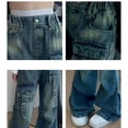 thumbnail image 3 of Otqutp Girls' Jeans Casual Elastic Waist Straight Leg Denim Pants Y2k Cargo Jeans Teen Girls Plus Size clothing with Multi Pockets, 3 of 5