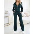 thumbnail image 6 of Women'S Fall Winter Hooded Zip Up Jacket Slim Fit Solid Color Two Piece Set Casual Outfit Green XXXL, 6 of 8