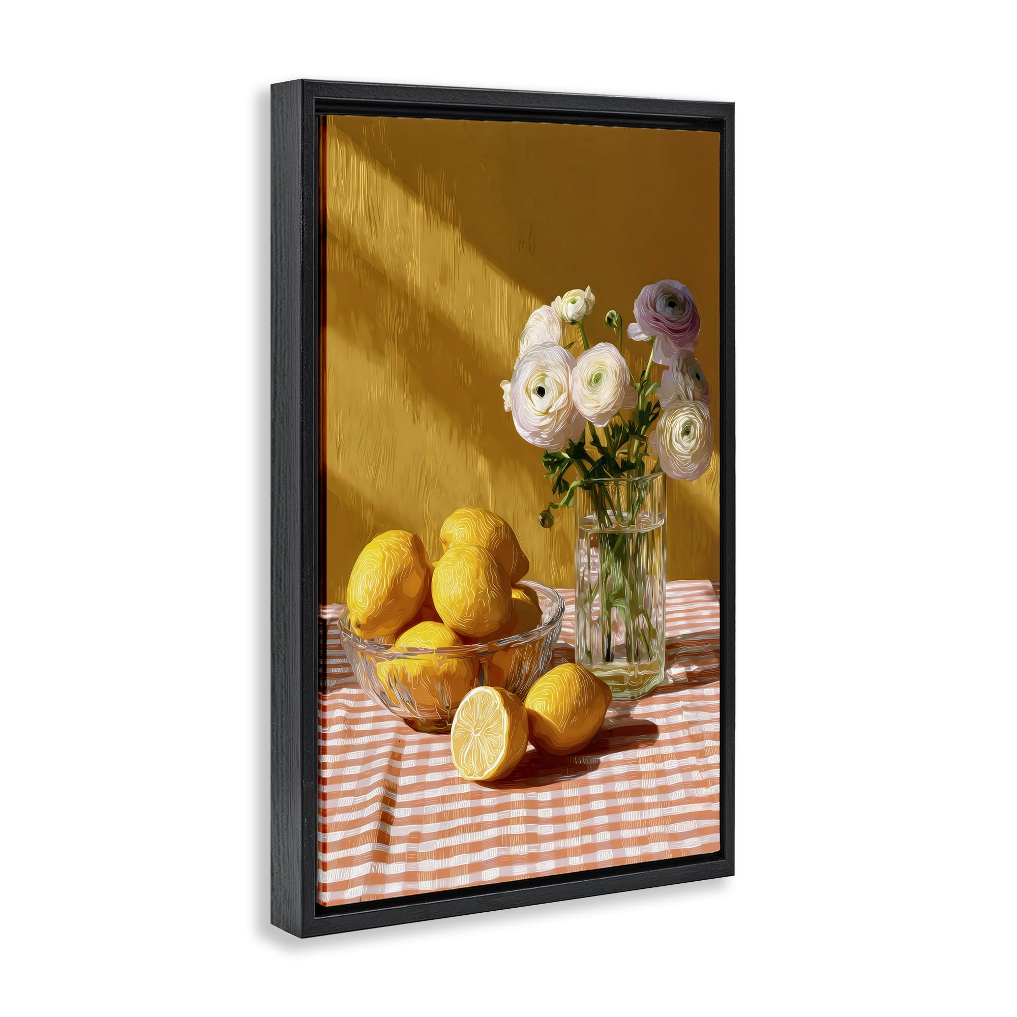 Stupell Industries Lemony Breakfast Arrangement Black Framed Floater Canvas Wall Art, design by Petal Prints Design
