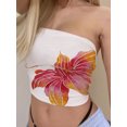 thumbnail image 5 of Argulvti Women Tube Tops Flower Print Boat Neck Strapless Tops Polyester Tank Tops Summer Backless Bandeau Shirts, 5 of 7