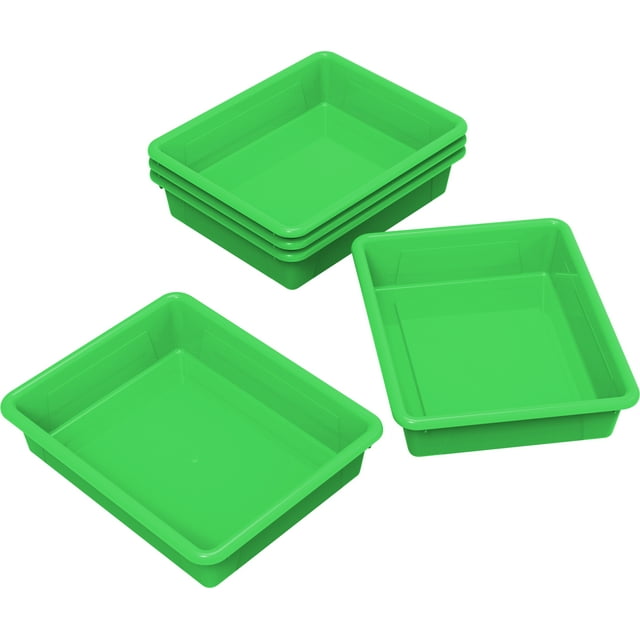 Storex Plateau de Rangement Plat, Format Lettre, 10 x 13 x 3 Pouces, Vert, Lot de 5