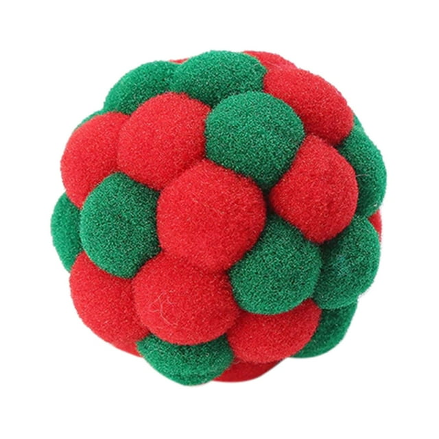G Stretch Cat Toy Colorful Interactive Pussy Toy With Sound For Pets Christmas Color Plush Ball
