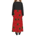 thumbnail image 5 of EGNMCR Longues Robe à Manches à Col Rond pour Filles, Robe de Noël Imprimée à Manches Longues à Col Rond avec Poches, Jupe Longue Décontractée pour Adultes, Robe en polyester pour Fille, 5 of 5