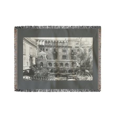 Patio Inn Mission Inn Spanish Patio View Riverside, CA Photograph (60x80 Woven Chenille Yarn Blanket) ()