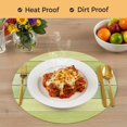 thumbnail image 4 of Green Wooden Grain Round 15 Inch Placemats Set of 4, Vintage Chic Geometric Gradient HeatResistant Non Slip Place Mats for Dining Table, Wipeable Braided Kitchen Table Mats for Housewarming, 4 of 9