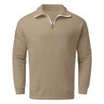 thumbnail image 5 of Baqcunre Oversized Sweatshirt,Zipper Solid Stand Collar Hoodless Pullover Loose Oversize Sweater Coat Sweatshirts for Men,Long Sleeve Shirts for Men Men's Fashion Hoodies & Sweatshirts Khaki XXL, 5 of 6