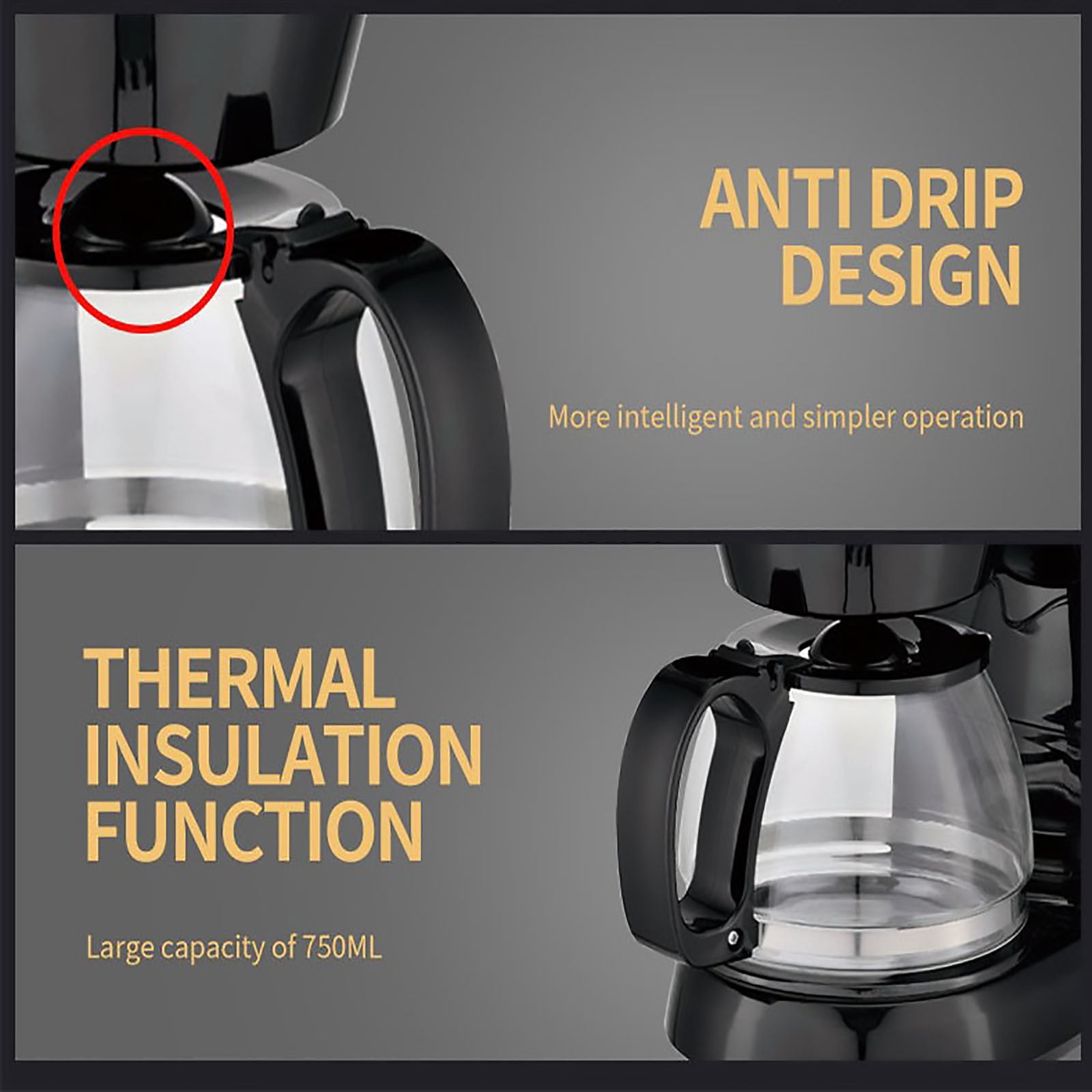 IMossad Drip Coffee Maker 4 Cup, Coffee Pot Machine, Permanent Coffee Filter, 25Oz Electric Coffee Maker