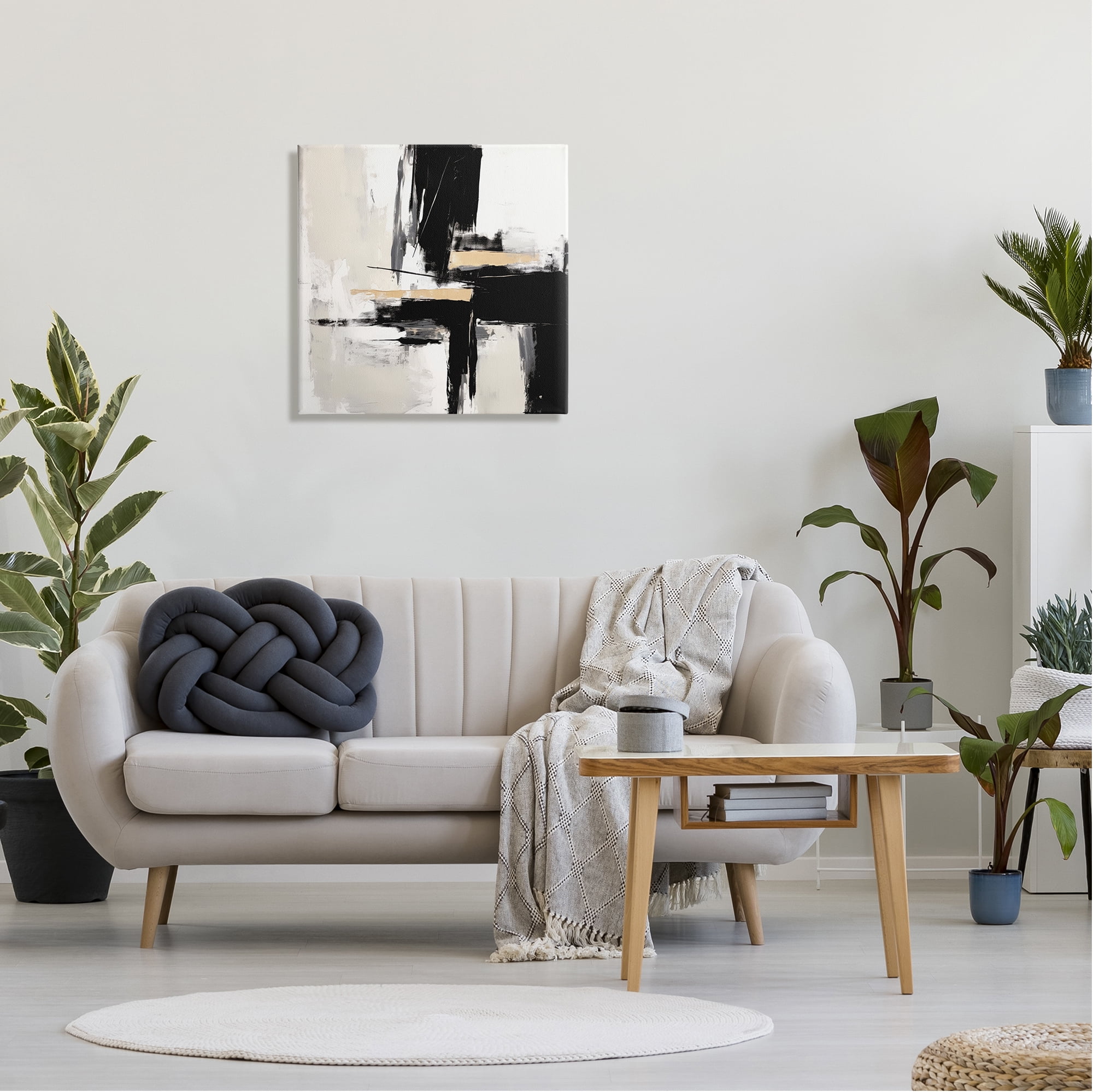 Stupell Industries Chaotic Black Abstract Abstract Painting Gallery Wrapped Canvas Art Print Wall Art, 24 x 24
