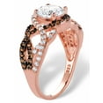 thumbnail image 2 of PalmBeach Jewelry Round Cubic Zirconia and Simulated Smoky Topaz Crossover Halo Ring 2.64 TCW in Rose Gold and Black Ruthenium Plated Sterling Silver, 2 of 6