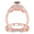 thumbnail image 3 of 1.25 Carat Morganite & Diamond Vintage floral Bridal Set Engagement Ring on 10k Rose Gold, 3 of 3