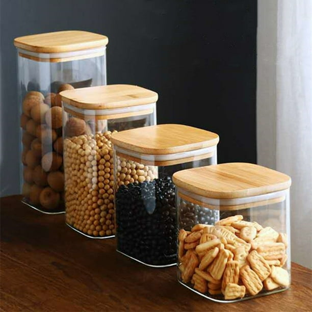 Tarro de vidrio cuadrado para almacenamiento, tarro sellado, para dulces, alimentos, condimentos, tarro sellado para cocina