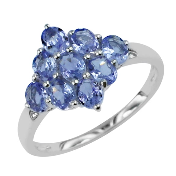 Carillon Cluster 925 Sterling Silver Oval 4X3 MM 1.67 Ctw Precious Tanzanite Women Floral Ring
