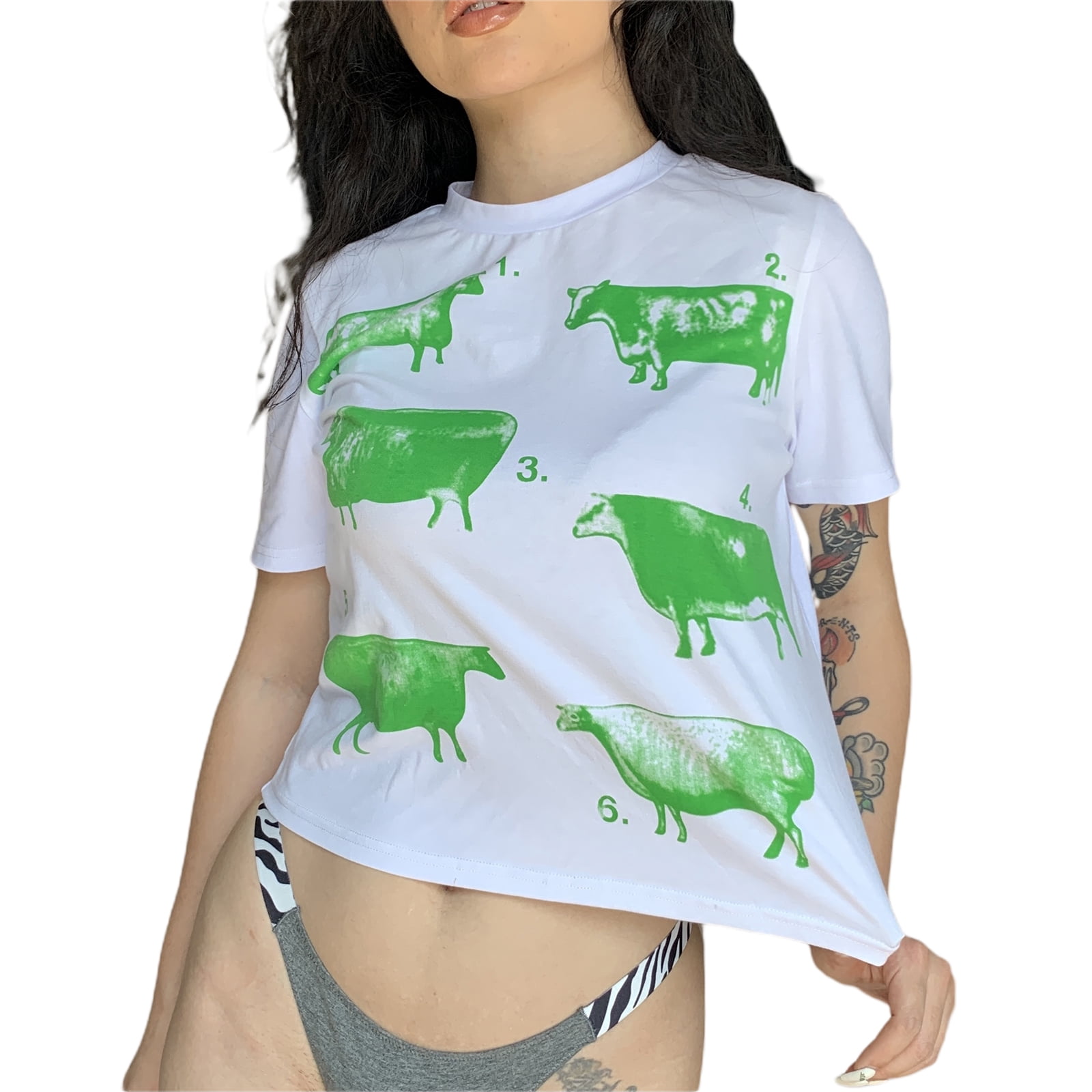 Women's Cow Print T-Shirts Trendy Short 