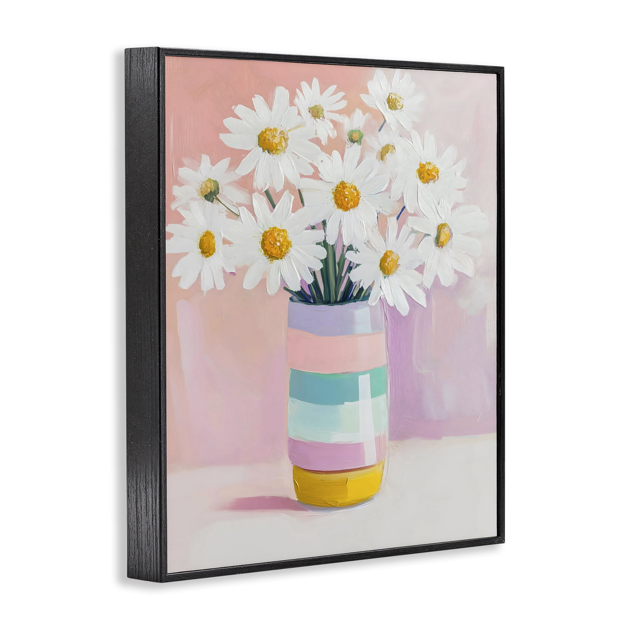 Stupell Industries Daisies in Striped Vase Black Framed Giclee Art, design by The Prints Vibe