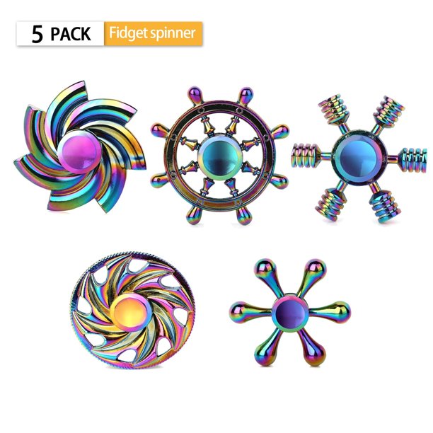 SCIONE Fidget Spinner Metal 5 Pack Stainless Steel Bearing 3 ...