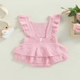 thumbnail image 4 of Baby Girls Knitting Rompers Solid Color Fly Sleeve Ruffle Hem Casual Party Street Spring Fall Summer Rompers Brown 3-6 Months, 4 of 8