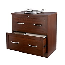 - Realspace® Premium Letter-/Legal-Size Lateral File Cabinet, 2 Drawers, Brick Cherry