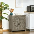 thumbnail image 2 of HOMCOM Buffet de Style Ferme, Armoire Buffet avec Porte de Grange, Gris Cendré, 2 of 10