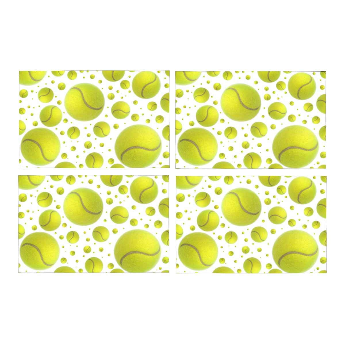 Mkhert Funny Sports Tennis Balls Rain Placemats Table Mats For Dining 