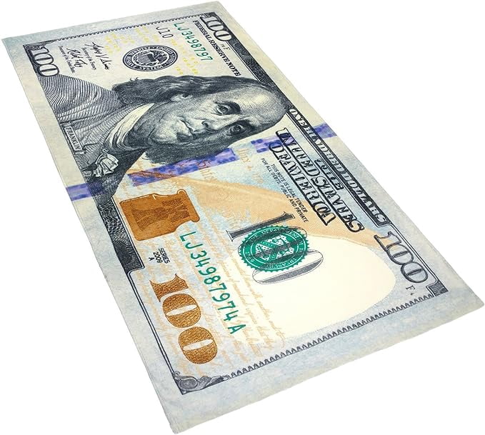 Kaufman - New 100 Dollar Bill Printed Beach and Pool Towel, 12-Pack, 30in x 60in