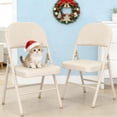 thumbnail image 1 of Folding Chairs 2 Pack,Portable Stackable Seat with Steel Frame and Soft PU Cushion(Beige), 1 of 9