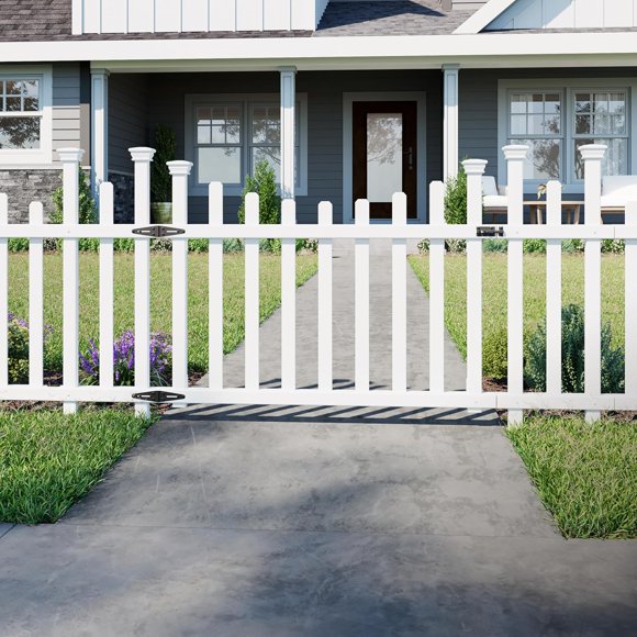 .ft H x .ft W ( Unit) No Dig Gate Kit Vinyl Picket Fence Barrier Kit for Madison Fence Panels Child or Dog Closure for Backyard Patio Outdoor or Garden Fence ZP