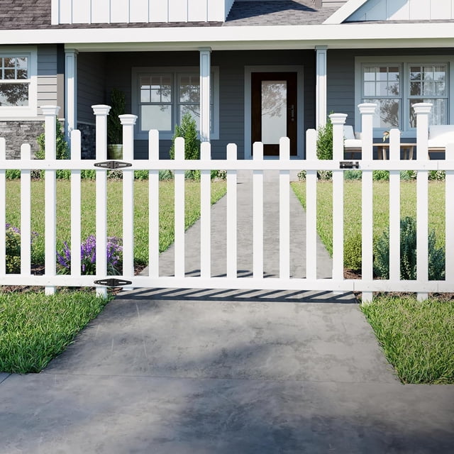 .ft H x .ft W ( Unit) No Dig Gate Kit Vinyl Picket Fence Barrier Kit for Madison Fence Panels Child or Dog Closure for Backyard Patio Outdoor or Garden Fence ZP