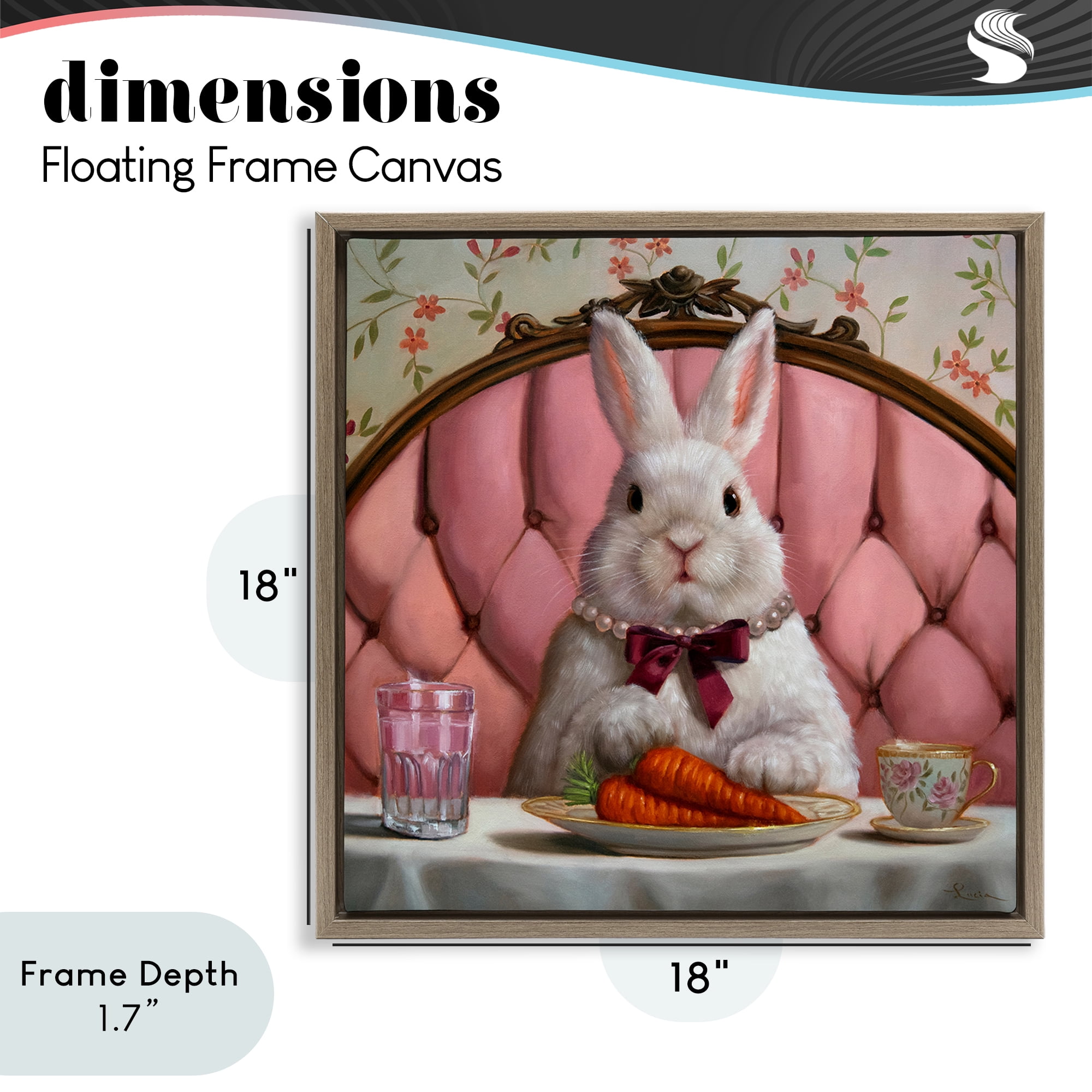 Stupell Industries Bun Appetit Rabbit Dining Brown Framed Floater Canvas Wall Art, design by Lucia Heffernan
